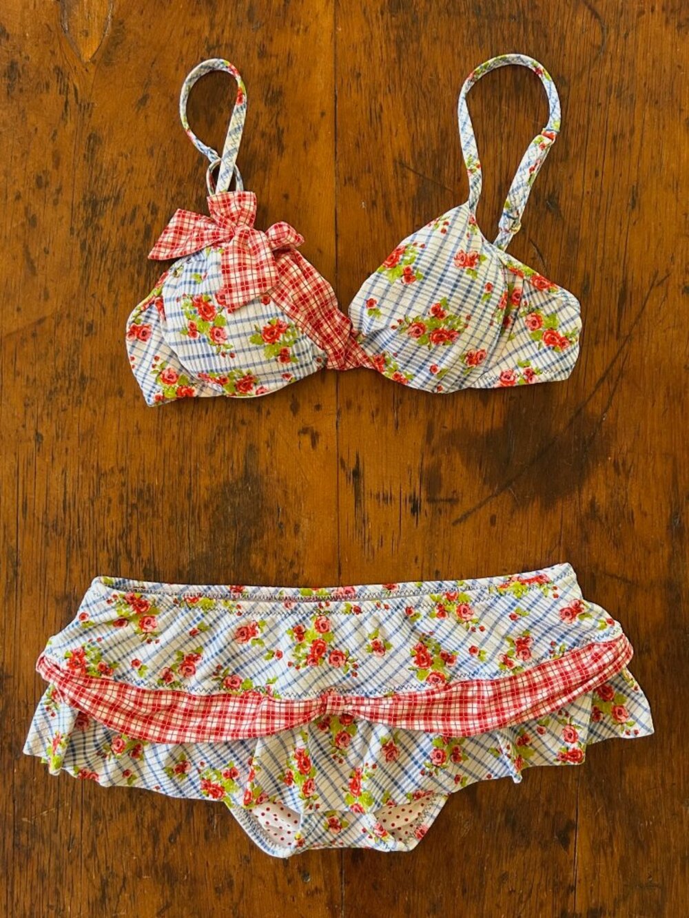 Vintage Betsey Johnson Plaid Picnic Bikini Set